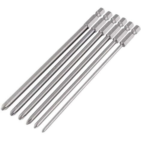 Sollbry 6 pièces Hex Queue Embouts de Tournevis Phillips Magnétiques 150mm Set Bits Tournevis à Tête Cruciforme de Tige Hexagonale 1/4" pour Tournevis à Main Électrique