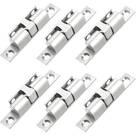 Sollbry 6 pièces Rouleau à billes  Loquet de Porte à Rouleaux Doubles  Double Loqueteau à Billes  pour Placard Meubles Porte Armoire Loquet Serrure de Portiere(Argent)