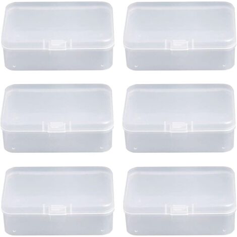 Sollbry 6 Pièces Transparent Mini Boîte de Rangement, Plastique Conteneurs De Stockage Bijoux Organisateur, pour Collecte de Petits Objets, Perles, Bijoux, Cartes de Visite, Artisanat