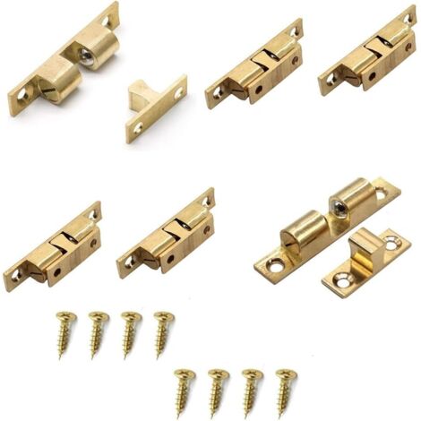 Sollbry 6 Stück 50 mm Messing-Doppelkugelriegel für Möbel, Schranktüren + M3 x 14 24 passende Schrauben