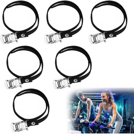 Sollbry 6er-Pack Fahrradpedalgurte mit Metallschnalle für die meisten Fahrräder, Heimtrainer, MTB, BMX, Spinning-Bike zu Hause oder im Fitnessstudio (Länge 50 cm)