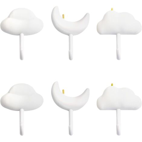 Sollbry 6er-Pack Sternenwolken-Dekohaken, Klebehaken für Wohnzimmer, Schlafzimmer, Kinderzimmer, Kindergarten