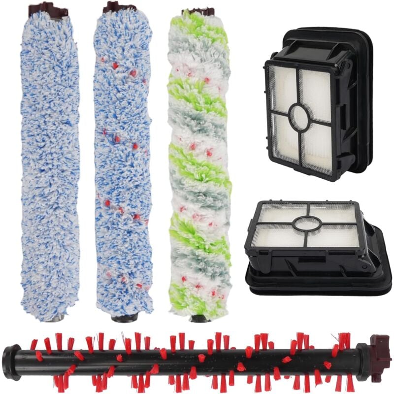 6PCS Accessoires pour Bissel Crosswave 3 en 1, 4 Ruleaux de Brosse Multifonction+ 2Filtre de Remplacement pour Aspirateur Bissel Crosswave