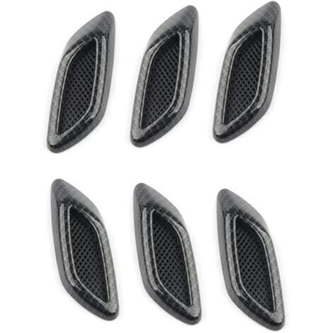 Sollbry 6PCS Couvercle de Ventilation de Capot,  Universel Prise Dair Capot de Voiture de Feuille dAutocollant Grille de Ventilation Latérale Sortie Couverture,Motif en Fibre de Carbone