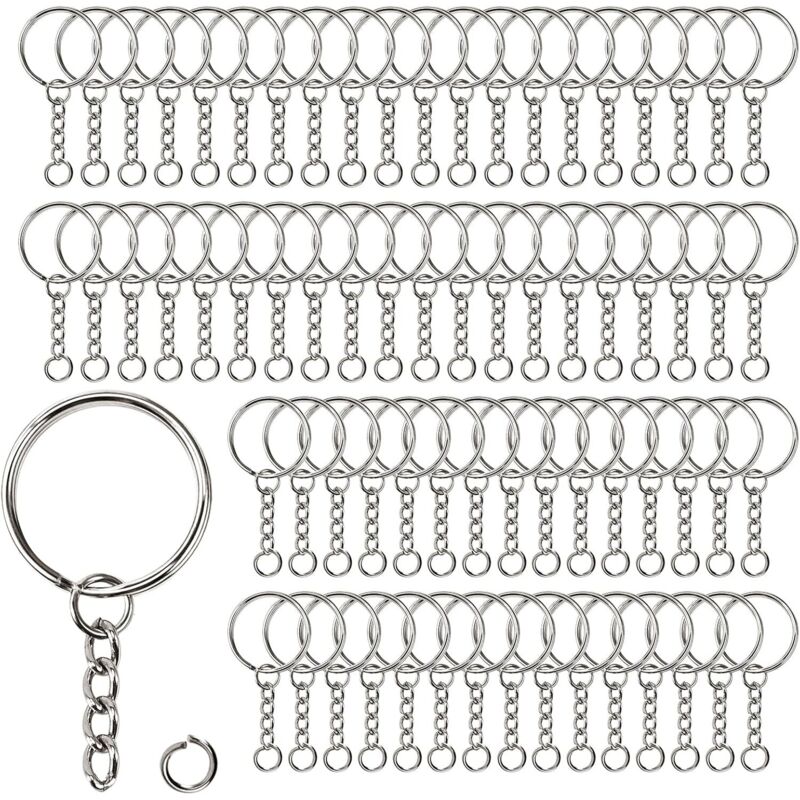 70 llaveros de 25 mm con cadena, minianillas abiertas, llaveros divididos, para manualidades, decoración de bolsos y llaveros. - Sollbry