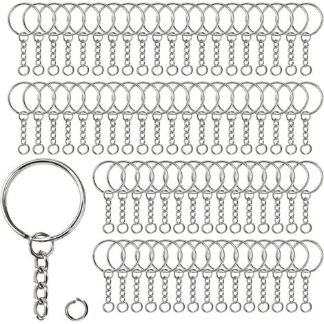 Sollbry 70 Pieces Key Ring, 25 mm Key Chain Clip, Key Rings with Chain, Mini Open Jump Rings, Split Key Rings, for DIY Crafts, Keychain Bags Decor