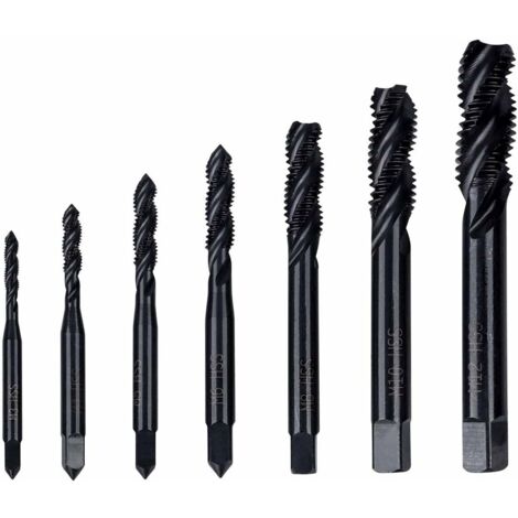 Sollbry 7PCS Nitrid Helical Gewindebohrer M3 M4 M5 M6 M8 M10 M12 Metrische Spirale Geriffelte Schraube Wasserhähne Kegel schaft Tap Nitrid Gewindeschneidwerkzeug