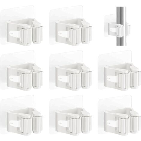 Sollbry 8 Pièces Accroche Balai Mural, Porte Balais Mural, Support Balais Mural Auto-Adhésif, Porte Balai Mural, Porte Balais Mural Sans Percage pour Cuisine, Salle de Bain, Jardin, Garage