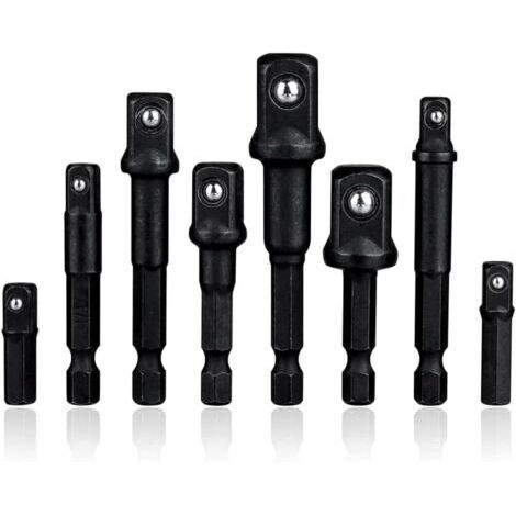 Sollbry 8 Pièces Adaptateurs Porte Douilles de Tige Hexagonale 1/4'' à Changement Rapide, Adaptor Converter de Perceuse Barre d'extension à Douille pour Conversion de Douille Carré 1/4" 1/2" 3/8"