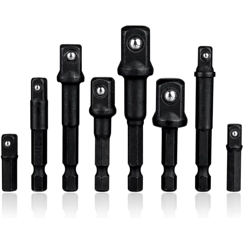 Sollbry - 8 Pièces Adaptateurs Porte Douilles de Tige Hexagonale 1/4'' à Changement Rapide, Adaptor Converter de Perceuse Barre d'extension à Douille