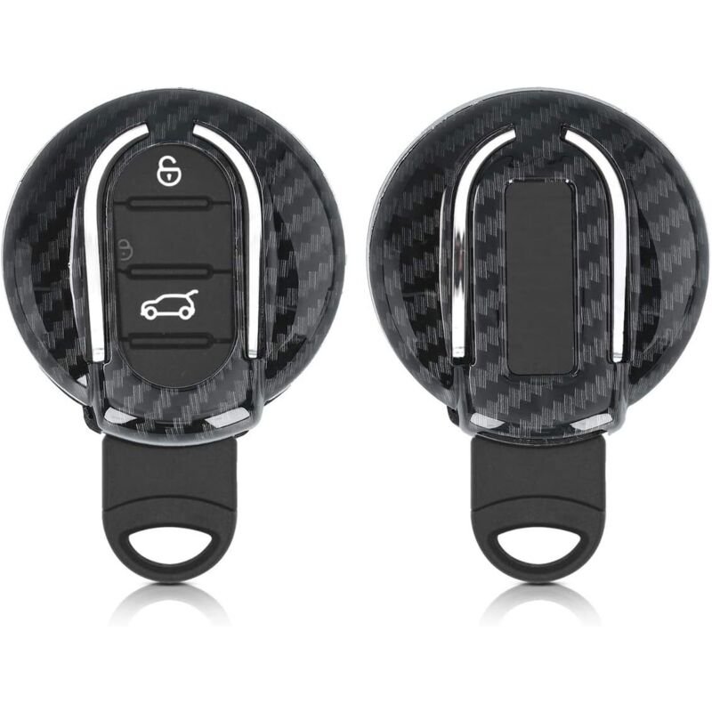 Sollbry - Accesorio para llave de coche compatible con Mini Smart Key de 3 botones - Carcasa protectora de plástico rígido negro carbón (5.6)