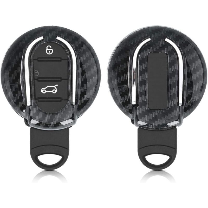 Sollbry - Accessoire Clé de Voiture Compatible avec Mini Smart Key 3-Bouton - Coque de Protection en Plastique Rigide Carbone Noir(5.6)