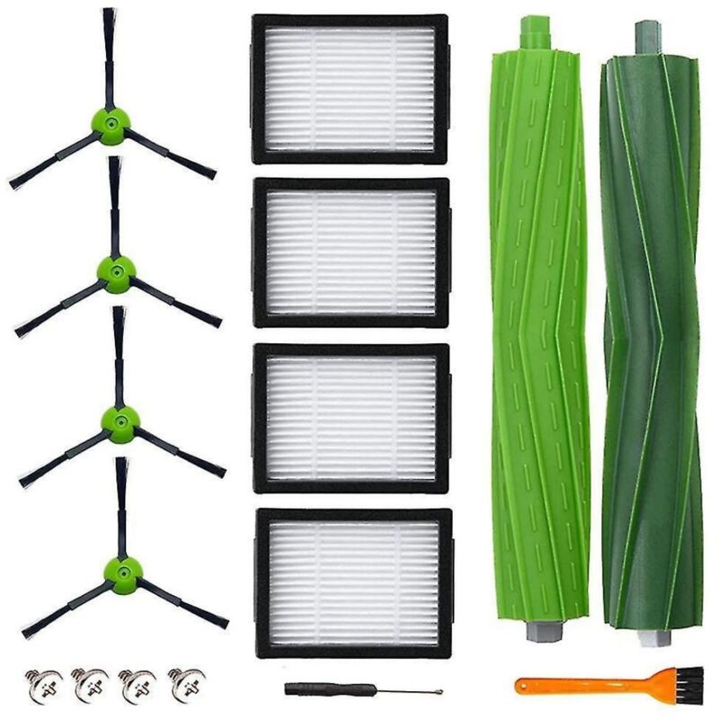 Accessoires de Remplacement Aspirateur pour Roomba j7 j7+ i7 i7+ i7 Plus E5 E6 E7 8 i8+ i6 i6+ i3 i3+ i4 i4+Pièces de Rechange, 4 Filtre,4 Brosses