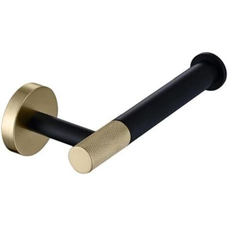 Sollbry Accessoires de salle de bain Ensemble de quincaillerie Anneau de serviette en or brossé noir mat Porte-papier hygiénique Porte-brosse Crochet pour peignoir en acier inoxydable, Porte-papier