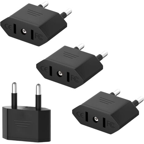 Sollbry Adaptador de enchufe de EE. UU. a Francia (4 unidades), adaptador de corriente de EE. UU. a Europa (UE), adaptador de enchufe de EE. UU., adaptador de viaje de EE. UU. a UE (negro)