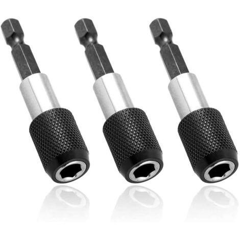 Sollbry Adaptador de portabrocas eléctrico (3 unidades), extensión magnética, con vástago hexagonal de 1/4 de pulgada, para destornillador eléctrico de 60 mm.