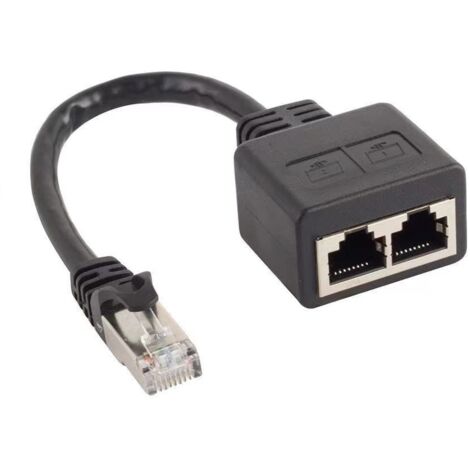 Sollbry Adaptador divisor RJ45, divisor de red Ethernet RJ45 de 1 a 2 puertos, divisor de cable de red CAT8 para oficina en casa.
