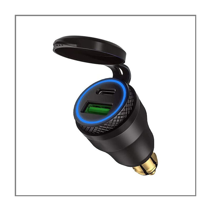 Adaptateur usb allume-cigare - Pour Moto bmw, DIN/Hella - usb c pd 3.0 & qc 3.0 - Sollbry