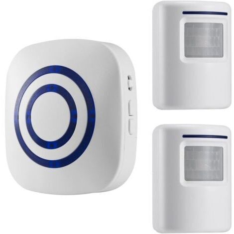 Sollbry Alarme de passage/sonnette de magasin Système sans fil avec détecteur de mouvement/d’accès 38 sonneries Jusqu’à 100 m de portée, blanc