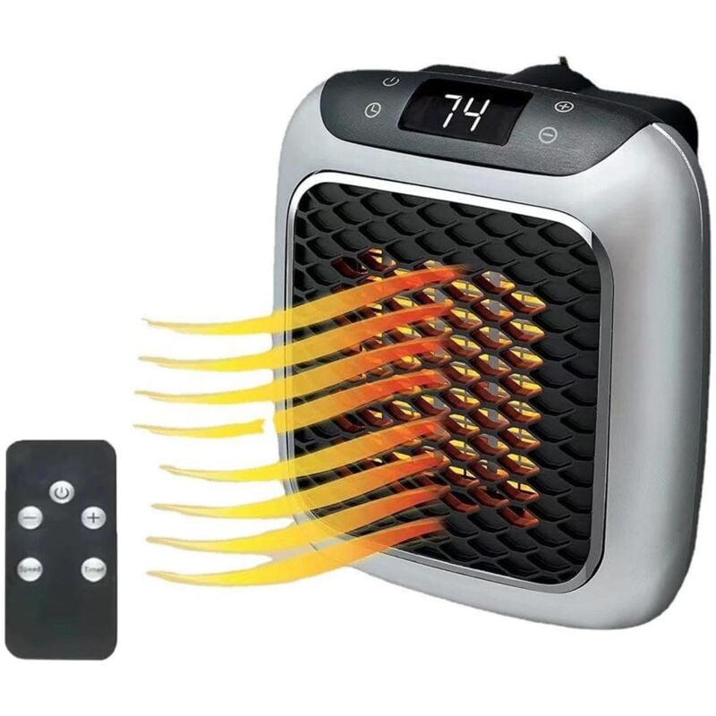 Sollbry - Appareil de Chauffage enfichable, Appareil de Chauffage en céramique avec télécommande, Ventilateur Portable 800W, Appareil de Chauffage