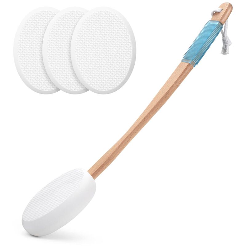 Applicateur de lotion pour le dos, les pieds, 4 tampons remplaçables avec 1 à long manche, applicateur de crème solaire pour le dos pour enfants,