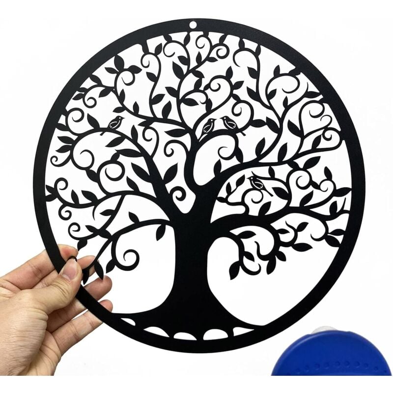 Sollbry - Arbre de vie en métal Décoration murale Silhouette Art pour Cadeau Intérieur Cadeau Extérieur Jardin Maison Décoration (Noir, 30x30cm)