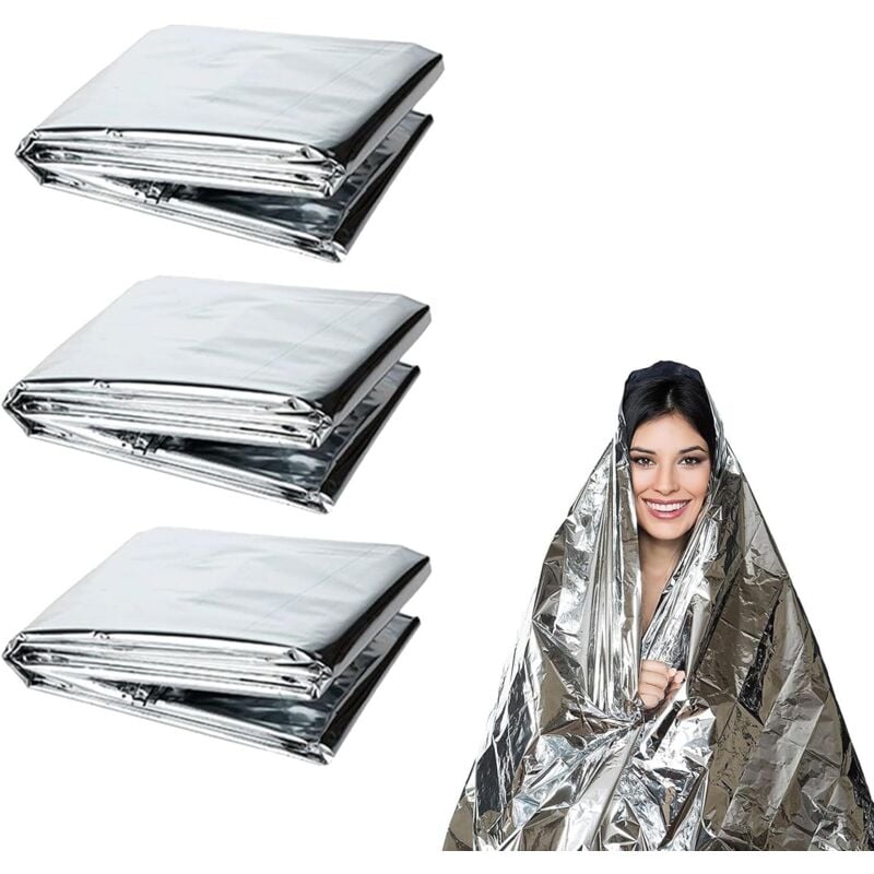 Argent,160×210cm)10 Pcs Couverture de Survie, Couvertures Thermiques Survie Couverture de Sauvetage Couverture Soleil pour Camping, Randonnée,