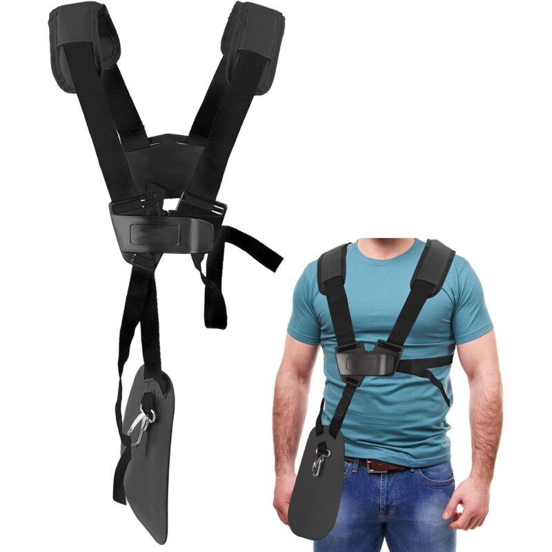 Arnés para desbrozadora - Arnés de doble hombro con cinturón de nailon resistente y ajustable para desbrozadoras stihl series fs y km (negro)
