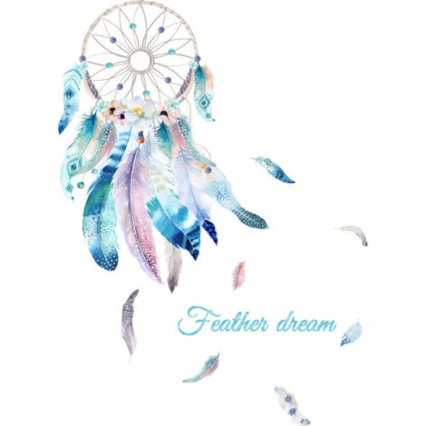 Sollbry Autocollant Mural Dream Catcher, Sticker Plume Attrape Rêves, Sticker Muraux Attrape Reve, Amovible DIY De l'art Mural pour Filles Chambre, Garderie, Le Salon, Domicile Décoration