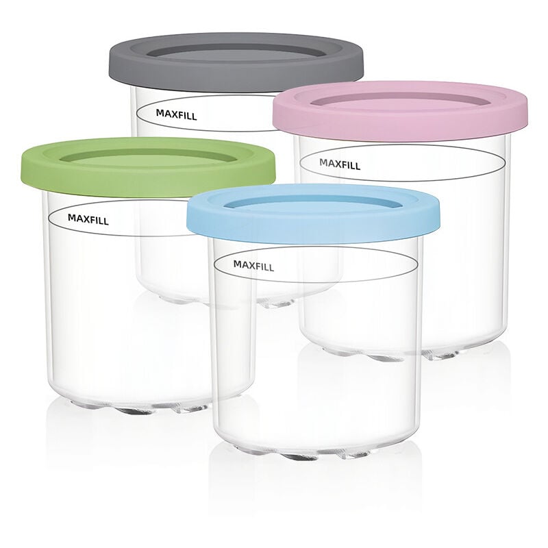 Bacs à Crème Glacée pour Ninja Creami Machine NC300EU NC300 NC301 NC299AMZ Série, Lot de 4 Récipients à Crème Glacée avec Couvercles pour Ninja