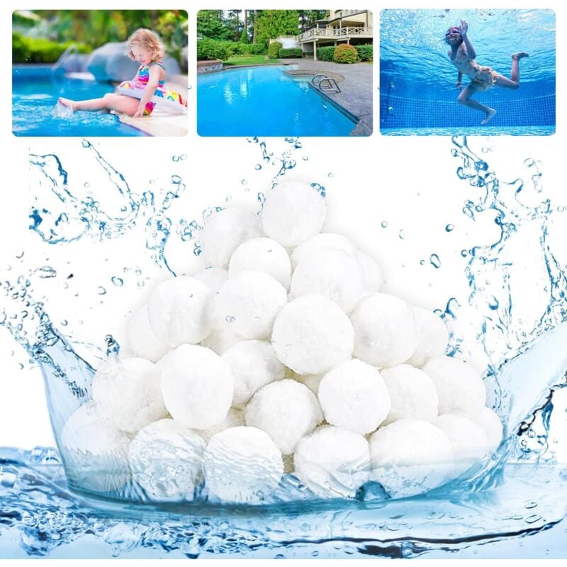 Balles Filtrantes,700g Boules de Filtre de Piscine Peut Remplacer 25kg Sable Filtrant,Nettoyeur de Piscine,Réutilisables,Convient à Divers Systèmes