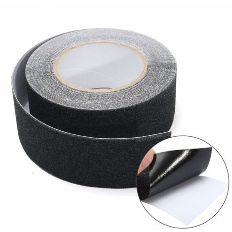 Sollbry Bande Antidérapante de Sécurité Antidérapant Auto-adhésive Antiderapant pour Escaliers Intérieurs et Extérieurs 2.5cm x 5m Noir