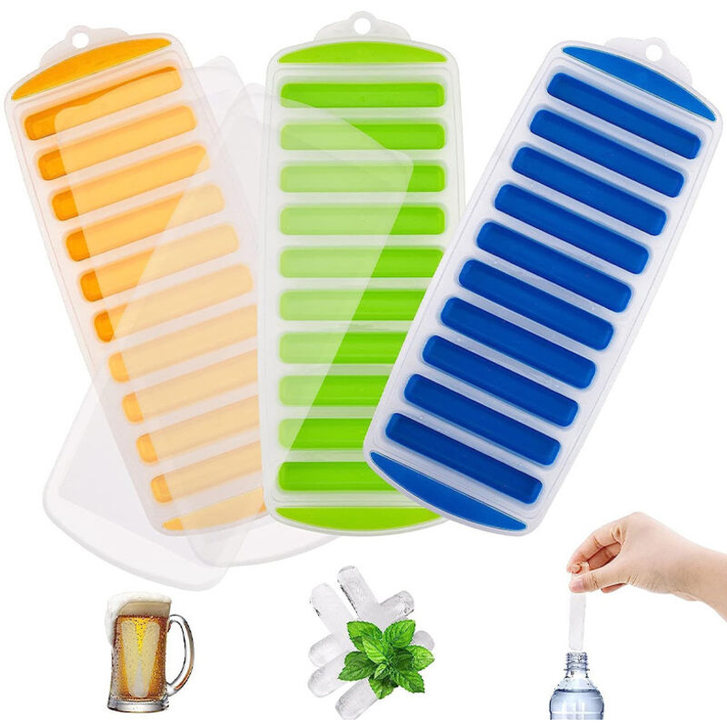 Bandejas para cubitos de hielo de 3 piezas, base de silicona para botellas, fácil de liberar, reutilizables, con tapa extraíble antiderrames, ideales