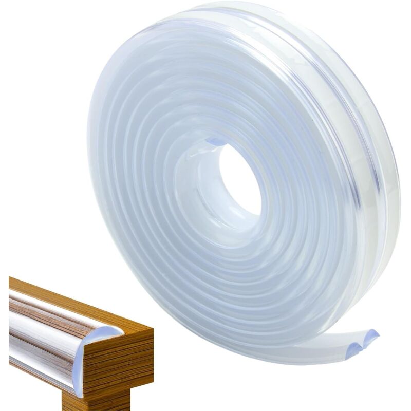 Bandes de protection d'angle en silicone souple transparent de 2 m pour meubles, tables, armoires contre les coins pointus, pré-adhésif pour sécurité
