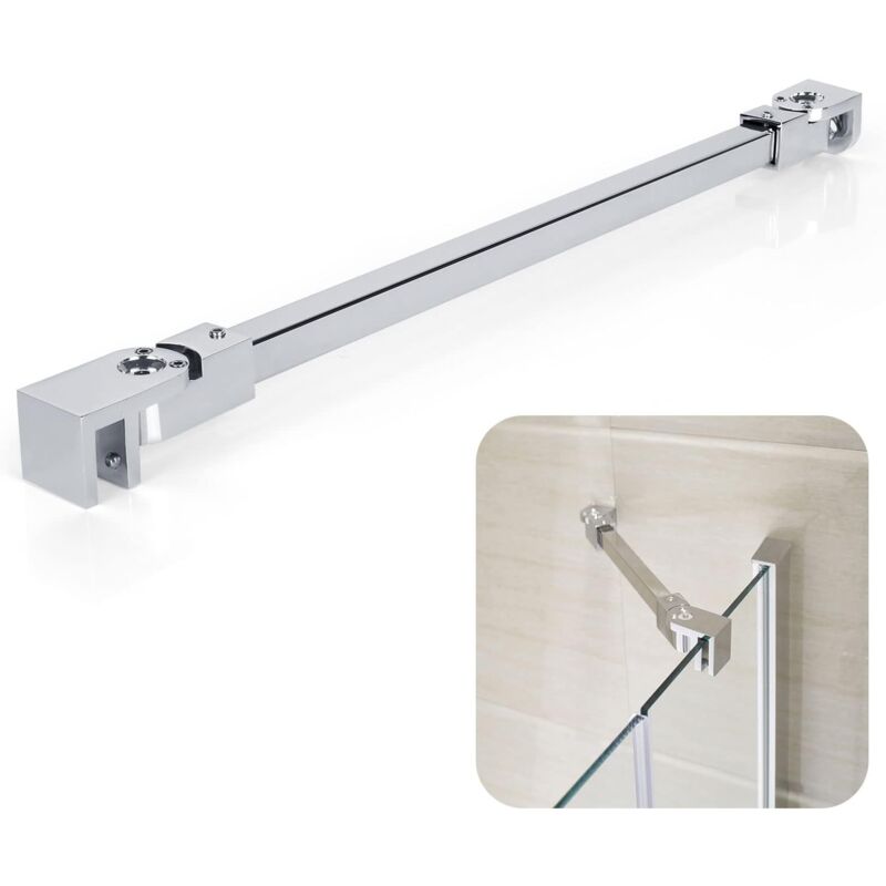 Sollbry - Barre de support en acier inoxydable de 40 cm, support d'écran en verre de douche, support de panneau de porte de douche sans cadre pour