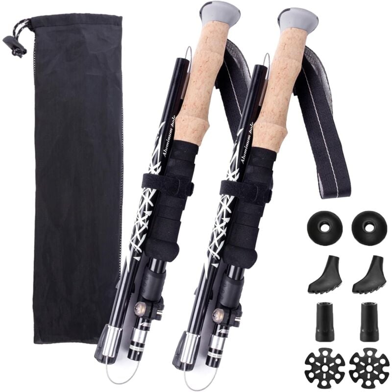 Sollbry - Bâtons de randonnée Bâtons de randonnée légers et pliables Bâtons de marche pliants en aluminium 2 bâtons de marche pour la randonnée avec