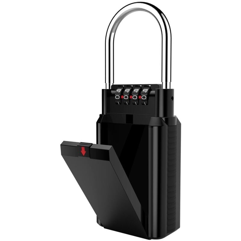 Sollbry - Boîte à Clé, Boîte à Clé Sécurisée Combinaison à 4 Chiffres Extérieur étanche, pour Entrepôts, Porte, Garages, Entrées de Secours - Noir