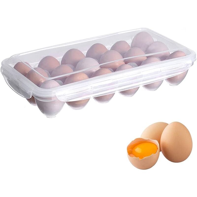 Boîte à Oeufs, 18 Grilles Boîte de Rangement des Oeufs Frigo en avec Couvercle, Plateau à œufs, Support à œufs pour Réfrigérateur, Conteneur de
