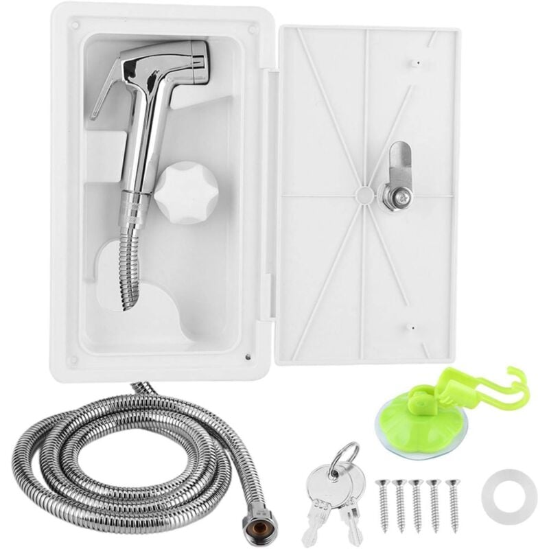 Sollbry - Boîte De Douche Extérieure pour VR,Douche Van Aménagé,Kit De Boîte De Douche Extérieure Abs Interrupteur Froid Chaud avec 2 Clés Kit pour