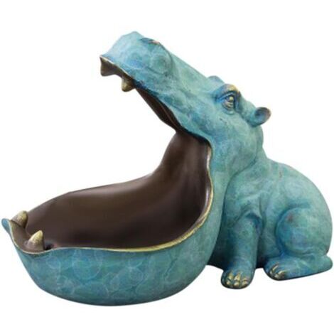 Sollbry – Bol à clés hippopotame décoratif en résine – 30 cm x 16 cm x 22 cm – Rangement pour bijoux, clés et bonbons – Décoration table d'entrée