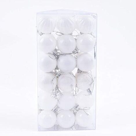 Sollbry Bolas decorativas navideñas blancas, 36 unidades de 4 cm, mini adornos para árbol de Navidad para Navidad, fiestas y eventos (4 cm, blancas)