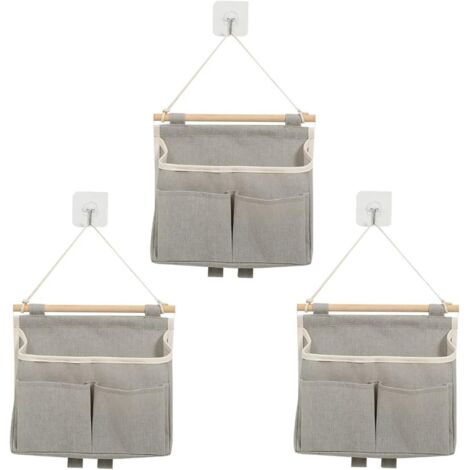 Sollbry Bolsa de almacenamiento colgante de 3 piezas, bolsa de almacenamiento de pared con 3 bolsillos, organizadores colgantes con gancho adhesivo, estantería de puerta de gran capacidad para hogares