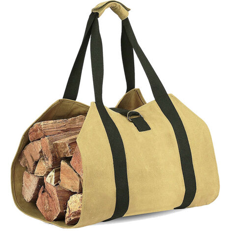Sollbry Bolsa Oxford para transportar leña, con asas para otoño e invierno, ideal para llevar leña a la chimenea, multiusos, fácil de transportar (33 x 45 x 30 cm)