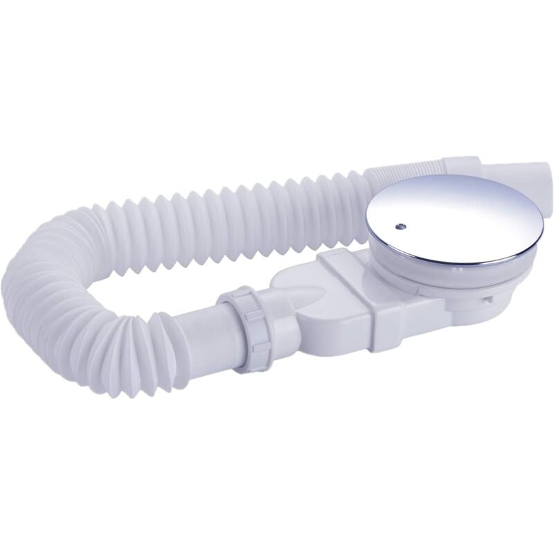 Sollbry - Bonde de douche 90 mm, extra plat, trou de vidange pour bac de douche, siphon avec système anti-odeurs, tamis à cheveux, tuyau flexible,