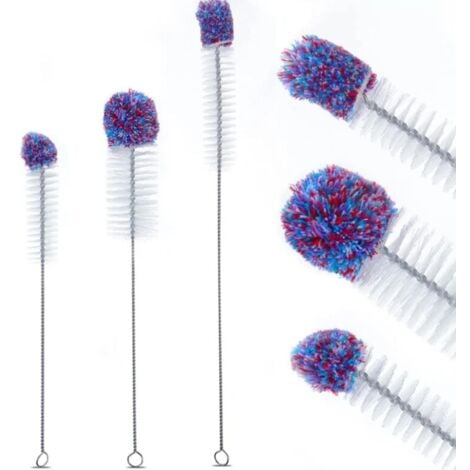 Sollbry Bottle Brush Set  3 Bottle Brushes  Cleaning Brushes  Bottle Brushes  Bottle Swabs  Straw Brush  Glass Brushes – Soft Cotton Tip  3 Sizes