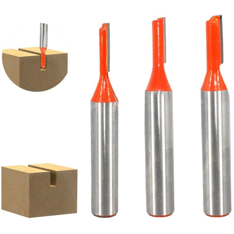 Sollbry Broca fresadora recta de 8 mm, 3 piezas, broca para ranurar, fresa para madera, herramienta para trabajar la madera, diámetro de corte: 3 mm,