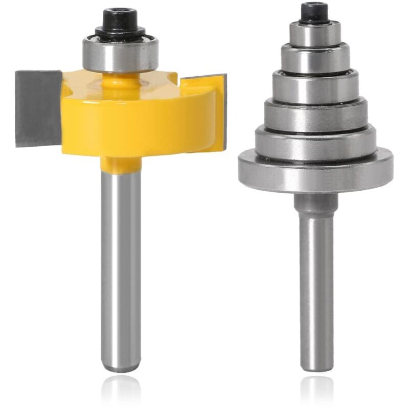 Sollbry - Broca ranuradora para ranurar, vástago de 8 mm, fresa para ranurar y rebajar madera con 6 rodamientos ajustables, herramienta para