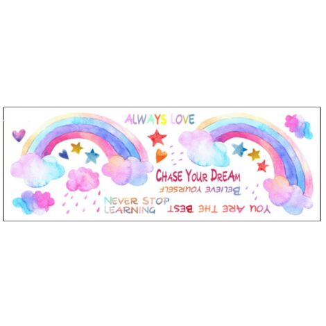 Sollbry Bunte Regenbogen-Wandaufkleber, Aquarell-Regenbogen-Sonnenwolken-Wandaufkleber, Stern-Herz-Schmetterling-Wandaufkleber, niedliche Regenbogen-Wandaufkleber für Mädchenzimmer, Kinderzimmer-Dekor