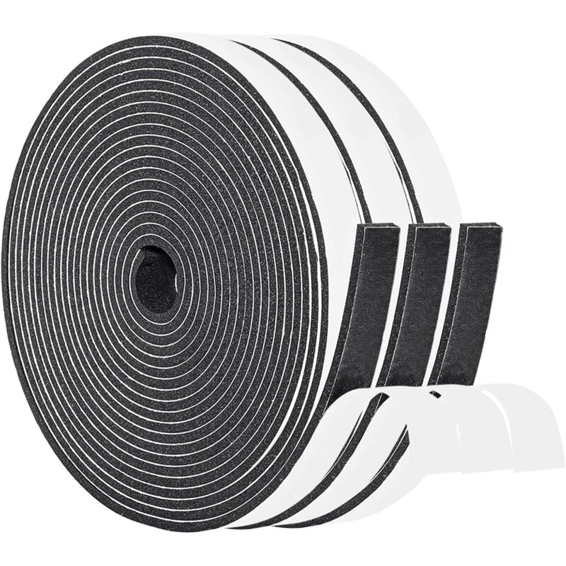 Sollbry - Burlete para puerta, aislante para ventana, burlete antifrío para puerta de entrada, 3 rollos de 15 mm (ancho) x 5 mm (alto) x 15 m