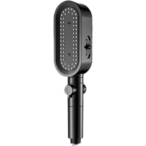 Sollbry Cabezal de ducha con botón de parada, cabezal de ducha de alta presión, cartucho de filtro incorporado, accesorio de baño, cabezal de ducha de mano de 3 modos (negro)